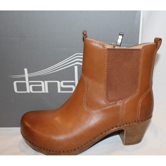Women's Dansko Shayna Burnished Zip-Up Heeled Calf Boots Luggage Brown EU 40 - Picture 5 of 7